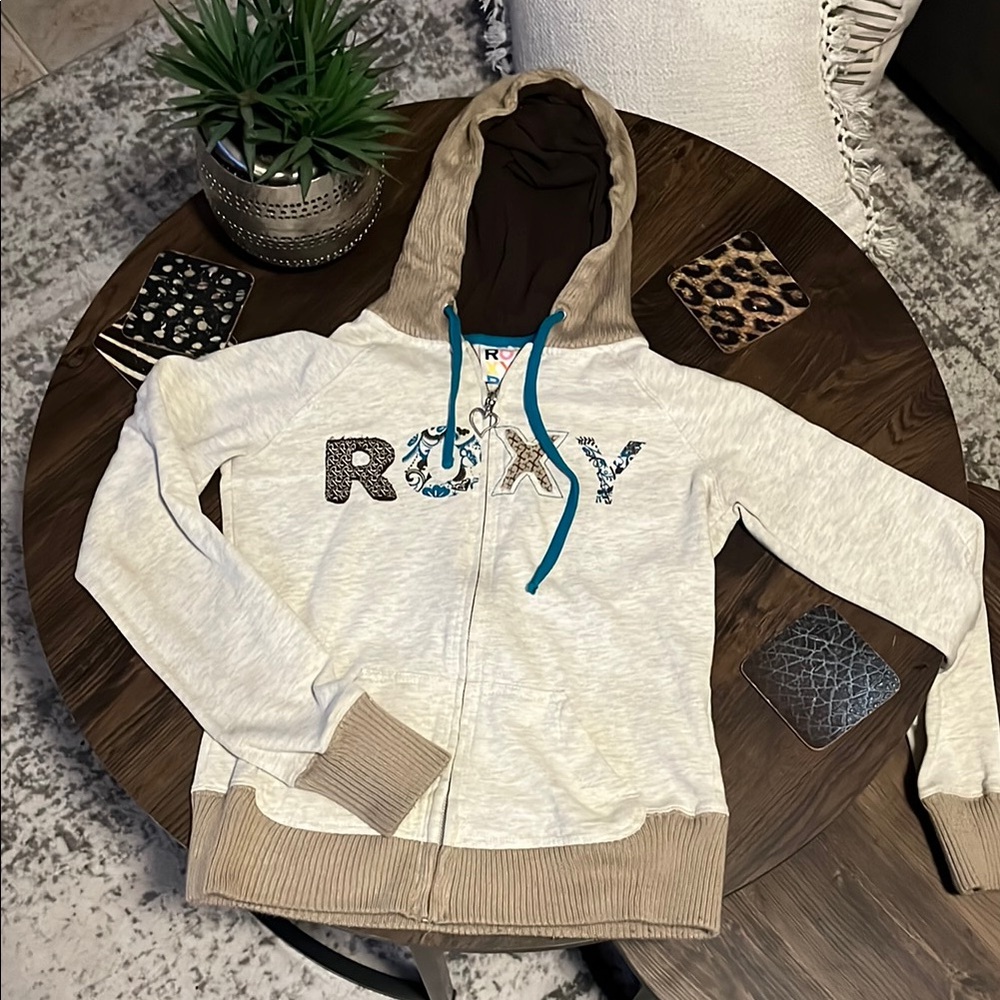 Roxy Beige and Brown Hoodie